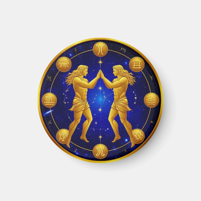Gemini Twins In Cosmic Circle Magnet (Front)