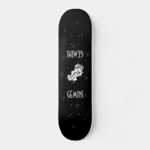 Gemini Twins Silver Zodiac Symbol Skateboard Deck
