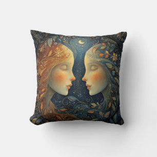 Gemini Twins Zodiac Astrology Celestial Birthday Cushion