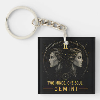Gemini Twins Zodiac Sign Celestial Horoscope Decor Key Ring