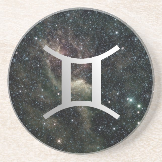 Gemini Twins Zodiac Star Sign Universe Coaster (Front)