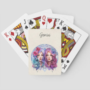 Gemini Twins Zodiac Watercolor Playing Cards