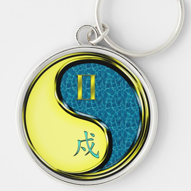 Gemini & Water Dog Key Ring (Front)