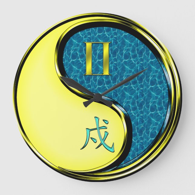 Gemini & Water Dog Large Clock (Front)