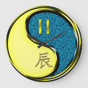 Gemini & Water Dragon Large Clock