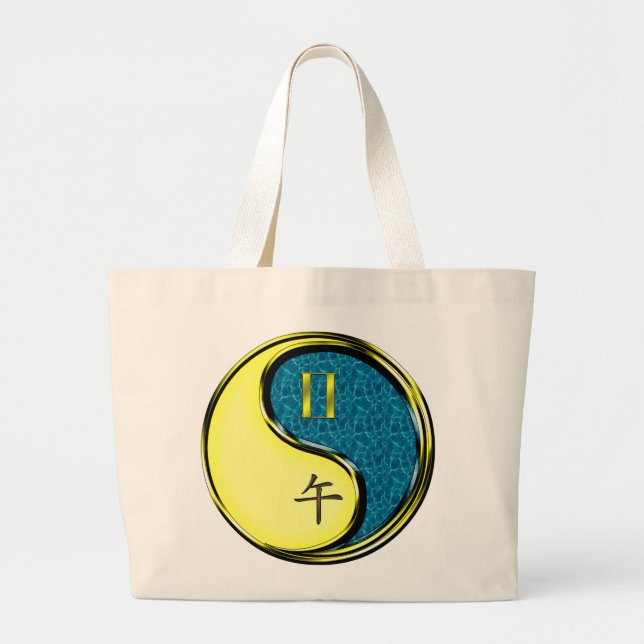 Gemini & Water Horse Large Tote Bag (Front)