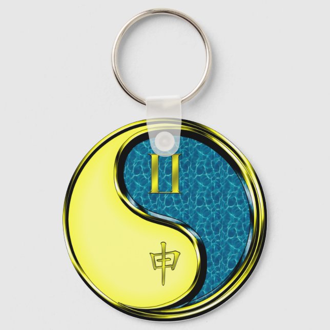 Gemini & Water Monkey Key Ring (Front)