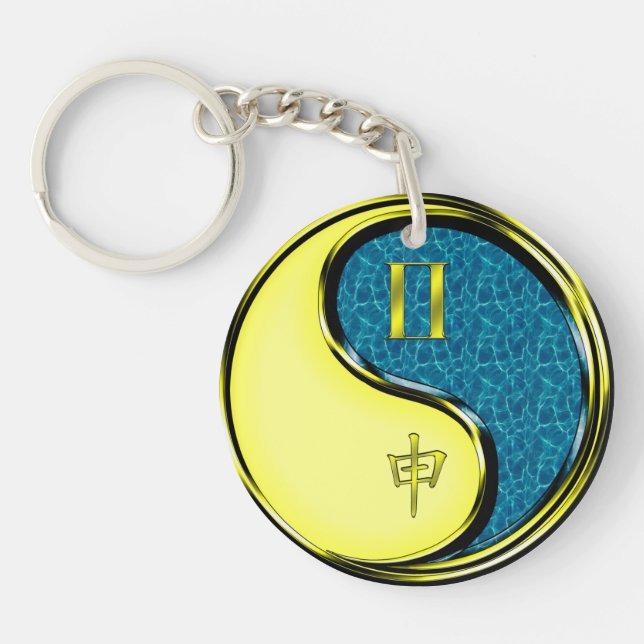 Gemini & Water Monkey Key Ring (Front)