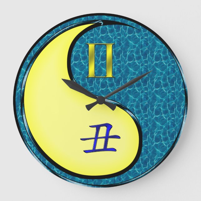 Gemini & Water Ox Large Clock (Front)