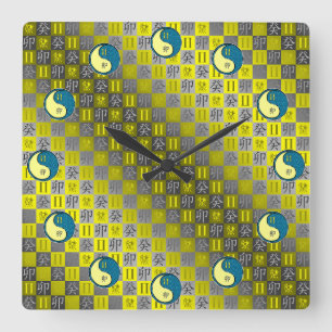 Gemini & Water Rabbit Square Wall Clock