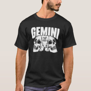 Gemini Witchcraft Zodiac Signs Skull Constellation T-Shirt