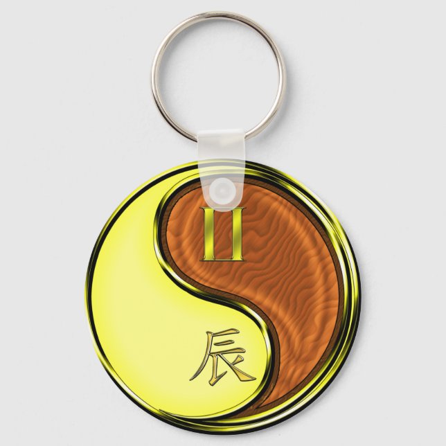 Gemini & Wood Dragon Key Ring (Front)
