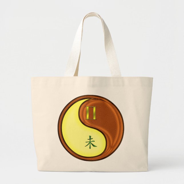 Gemini & Wood Goat Large Tote Bag (Front)