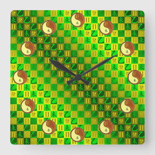 Gemini & Wood Goat Square Wall Clock