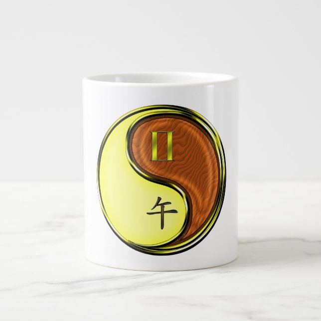 Gemini & Wood Horse Large Coffee Mug (Front)