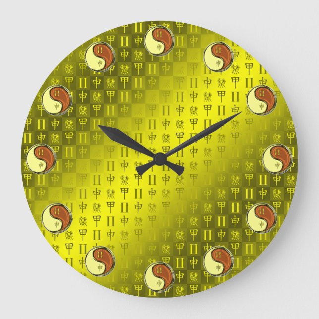 Gemini & Wood Monkey Large Clock (Front)