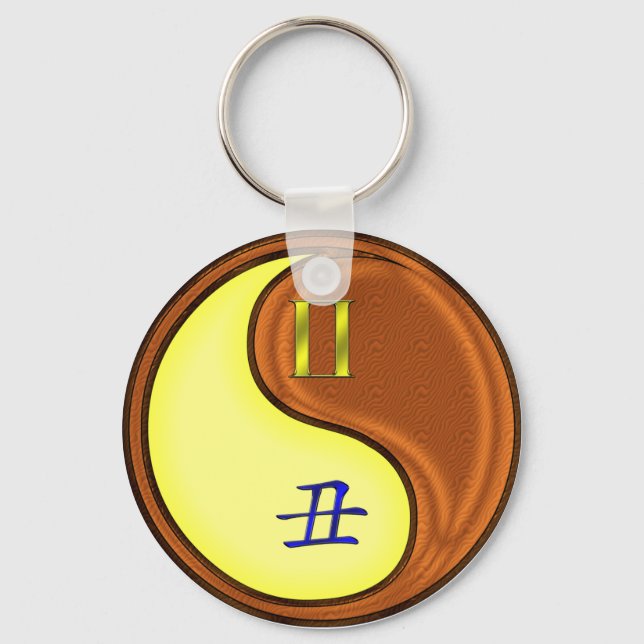 Gemini & Wood Ox Key Ring (Front)