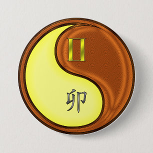 Gemini & Wood Rabbit 7.5 Cm Round Badge