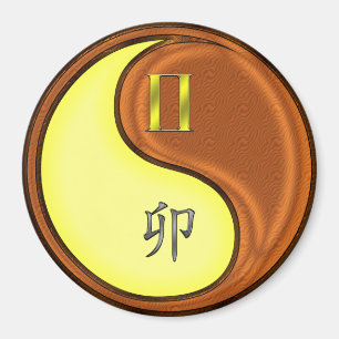 Gemini & Wood Rabbit Magnet