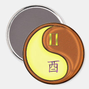 Gemini & Wood Rooster Magnet