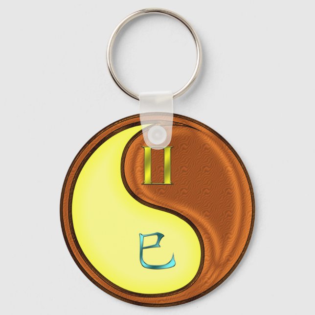 Gemini & Wood Snake Key Ring (Front)