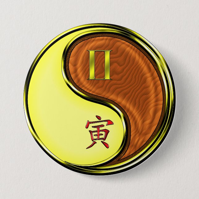 Gemini & Wood Tiger 7.5 Cm Round Badge (Front)