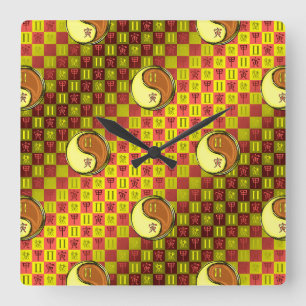 Gemini & Wood Tiger Square Wall Clock