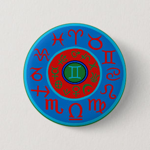 Gemini Zodiac 6 Cm Round Badge