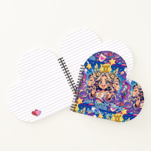 Gemini Zodiac Anime Girl Heart Notebook