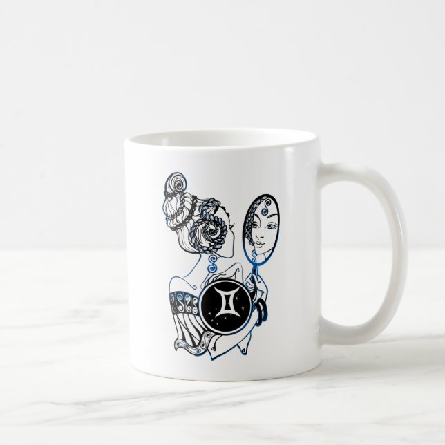 Gemini Zodiac Art Deco Lady Coffee Mug (Right)