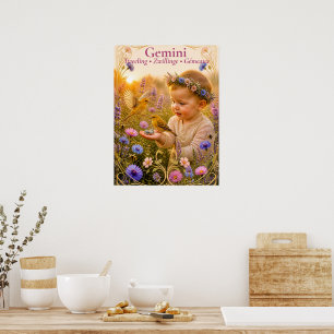 Gemini Zodiac Art Dreamy Astrology Collection Poster