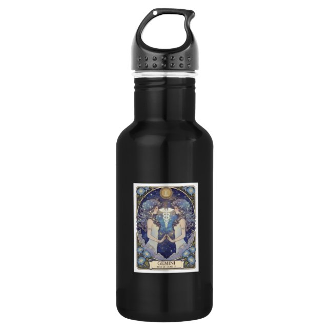 Gemini Zodiac Artisan Water Bottle (Front)