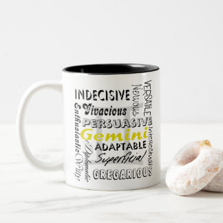 Gemini Zodiac Astrology Horoscope Traits Collage Two-Tone Coffee Mug