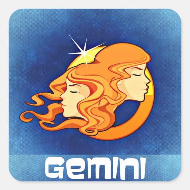Gemini Zodiac Astrology Symbol Square Sticker (Front)