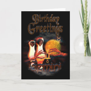 Gemini Zodiac Birthday Greetings by Valxart Card