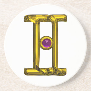GEMINI ZODIAC BIRTHDAY JEWEL Purple Alexandrite Coaster