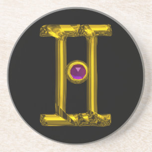 GEMINI ZODIAC BIRTHDAY JEWEL Purple Alexandrite Coaster