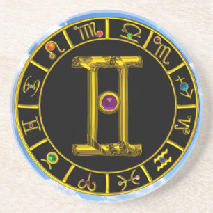 GEMINI ZODIAC BIRTHDAY JEWEL Purple Alexandrite Coaster