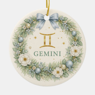 Gemini Zodiac Christmas Ornament – Winter Floral W