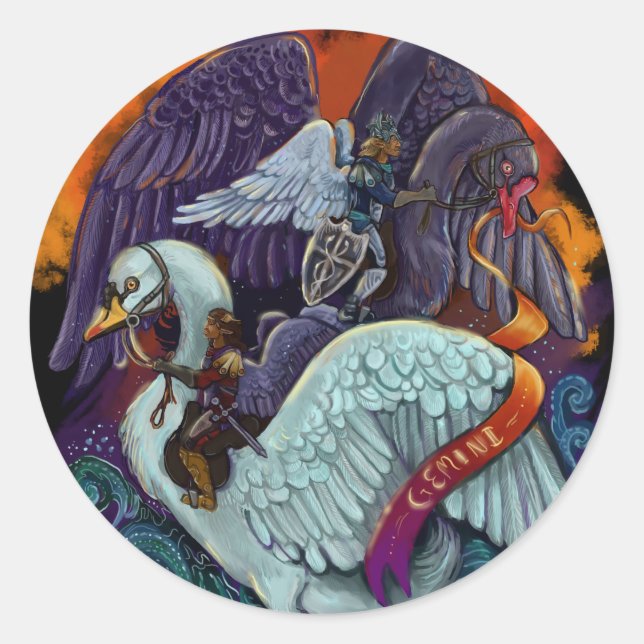 Gemini~zodiac  classic round sticker (Front)