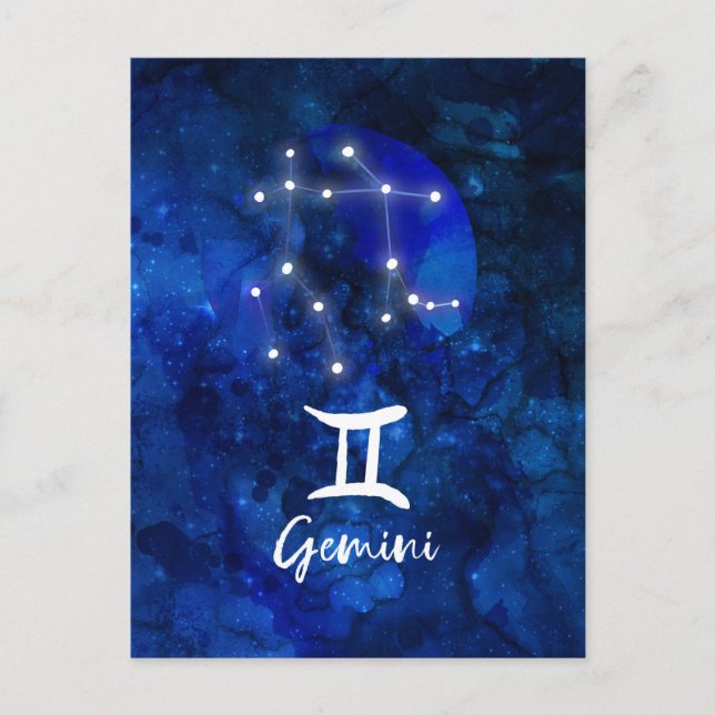 Gemini Zodiac Constellation Blue Galaxy Celestial Postcard (Front)