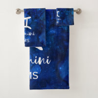 Gemini Zodiac Constellation Blue Galaxy Monogram