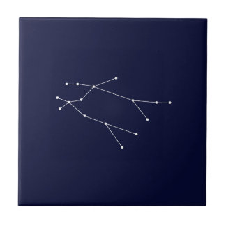 Gemini Zodiac Constellation Dark Blue Ceramic Tile