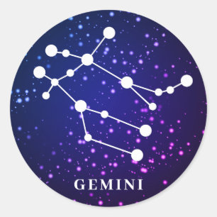 Gemini Zodiac Constellation Design Classic Round Sticker