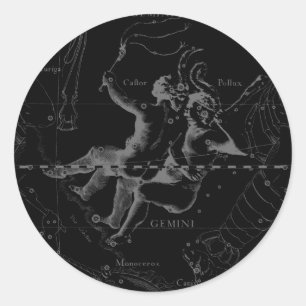 Gemini Zodiac Constellation Hevelius 1690 Classic Round Sticker