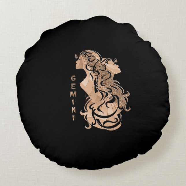 Gemini Zodiac Design Round Cushion (Back)