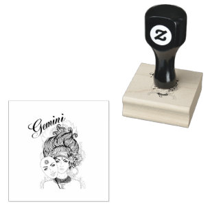 Gemini Zodiac Design Rubber Stamp