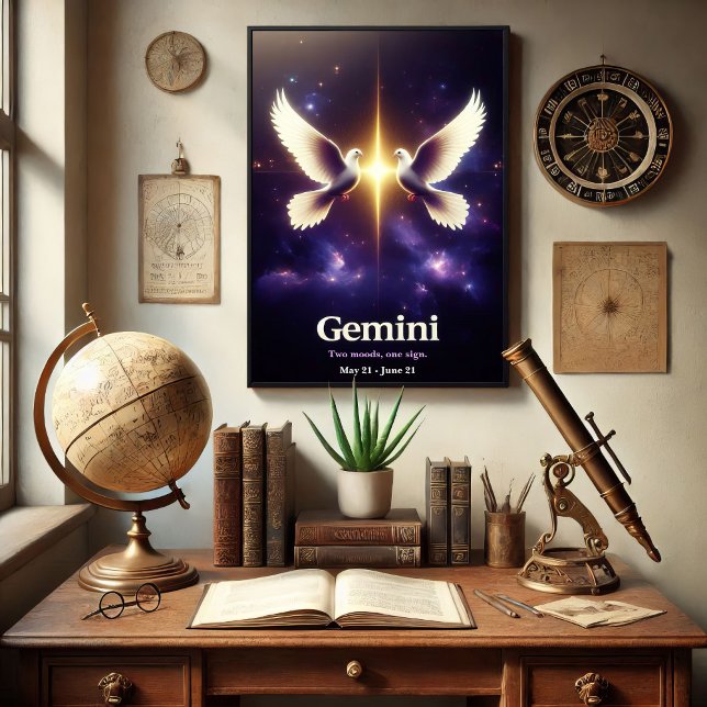 Gemini Zodiac Doves in Harmony Poster (Creator Uploaded)