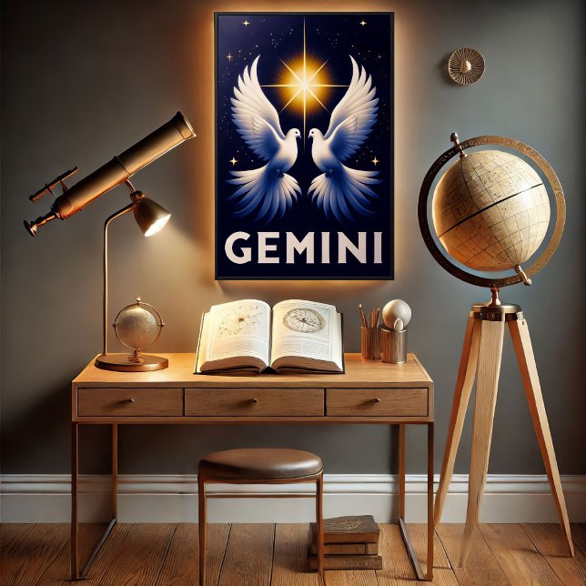 Gemini Zodiac Doves in Harmony Poster (Creator Uploaded)