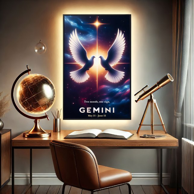 Gemini Zodiac Doves in Harmony Poster (Creator Uploaded)